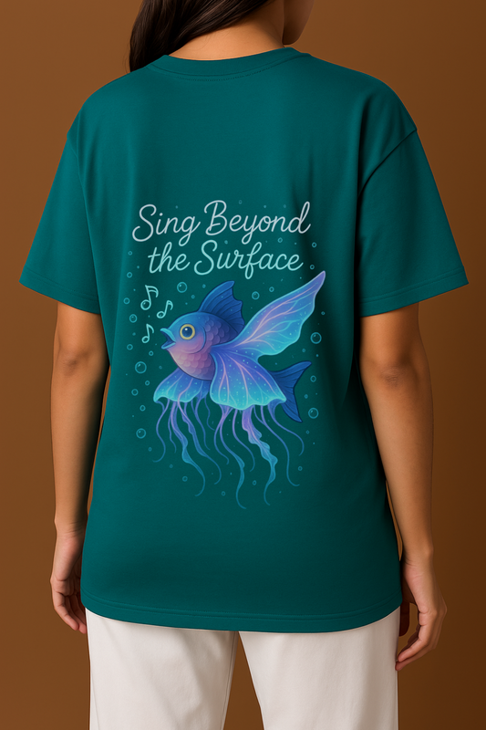 sing beyond the surface luxury graphic t-shirt teal – The Not So Famous