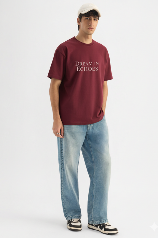 dream in echoes limited edition luxury graphic t-shirt maroon – The Not So Famous