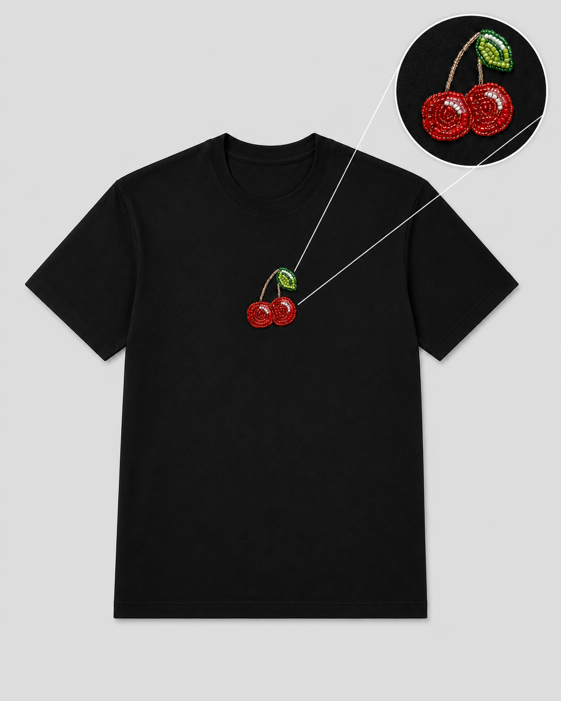 Cerise Pearl Black Tee