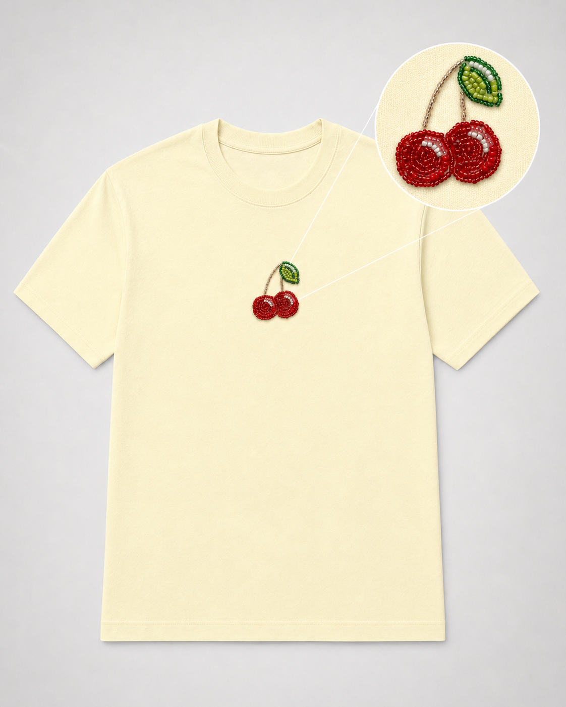 Cerise Pearl Cream Tee Highlight