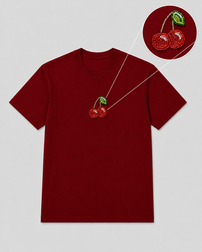 Cerise Pearl Maroon Tee Highlight