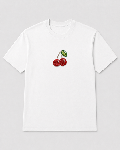Cerise Pearl White Tee