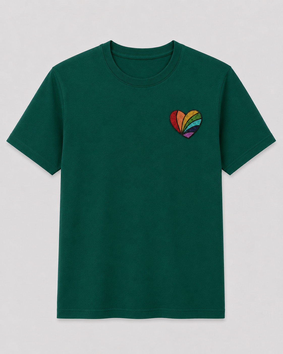 Rainbow Heart Tee Bottle Green