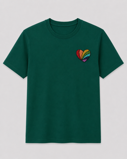 Rainbow Heart Tee Bottle Green
