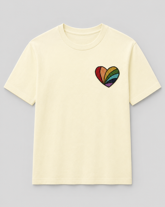 Rainbow Heart Tee Cream