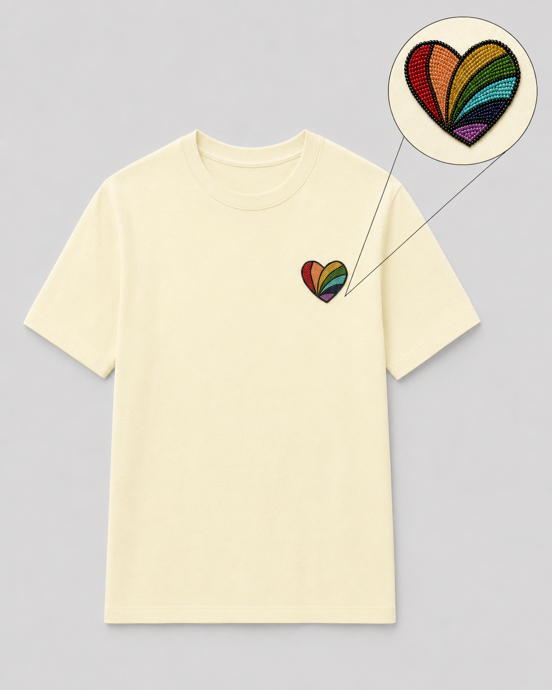 Rainbow Heart Tee Cream