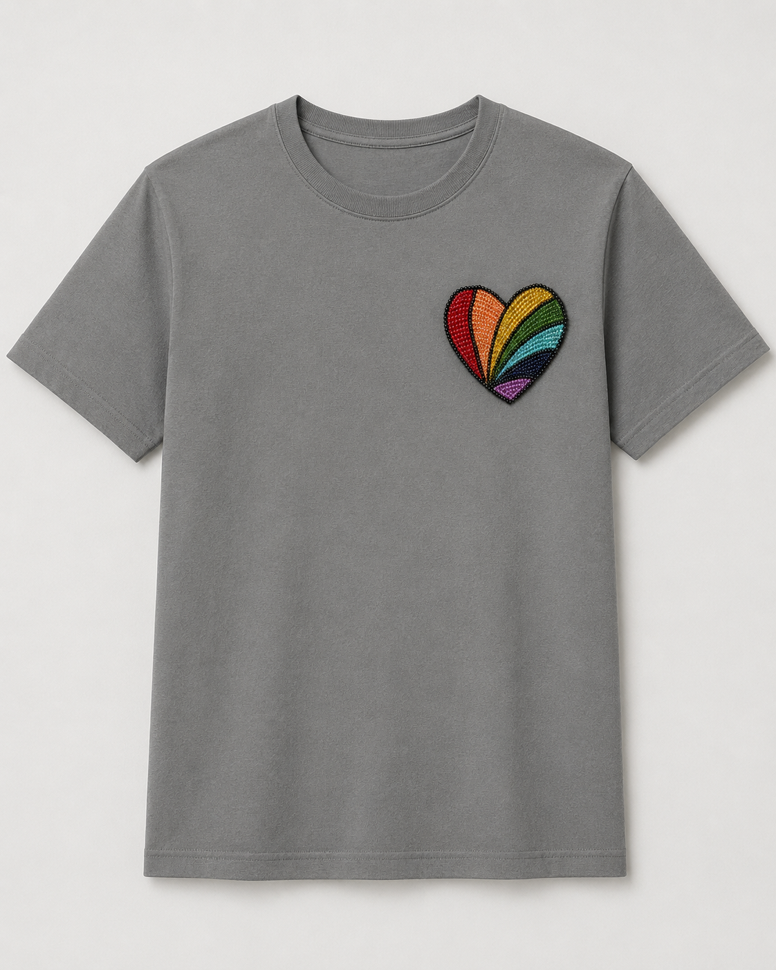 Rainbow Heart Tee Grey