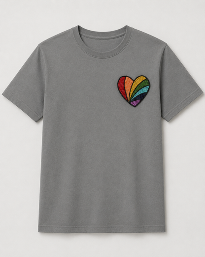Rainbow Heart Tee Grey