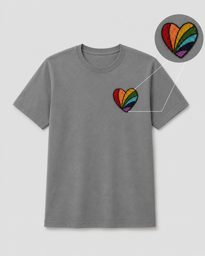 Rainbow Heart Tee Grey