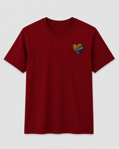 Rainbow Heart Tee Maroon