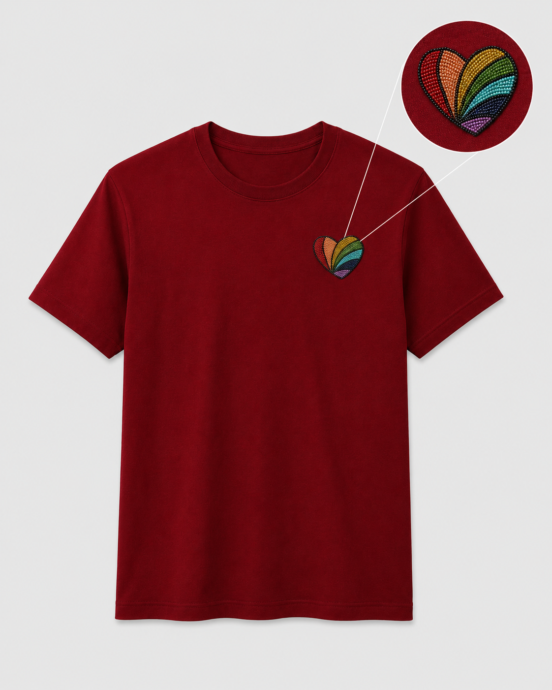 Rainbow Heart Tee Maroon