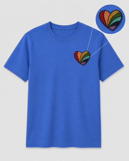 Rainbow Heart Tee Royal Blue
