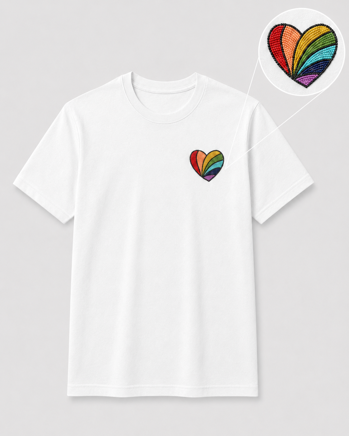 Rainbow Heart Tee White